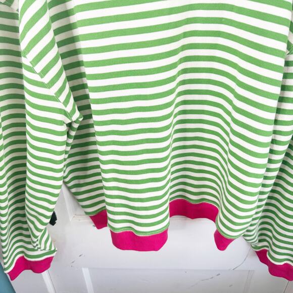 Free People Classic Oversized Striped Crewneck Sweatshirt Pink Clover Combo New - Picture 5 of 13
